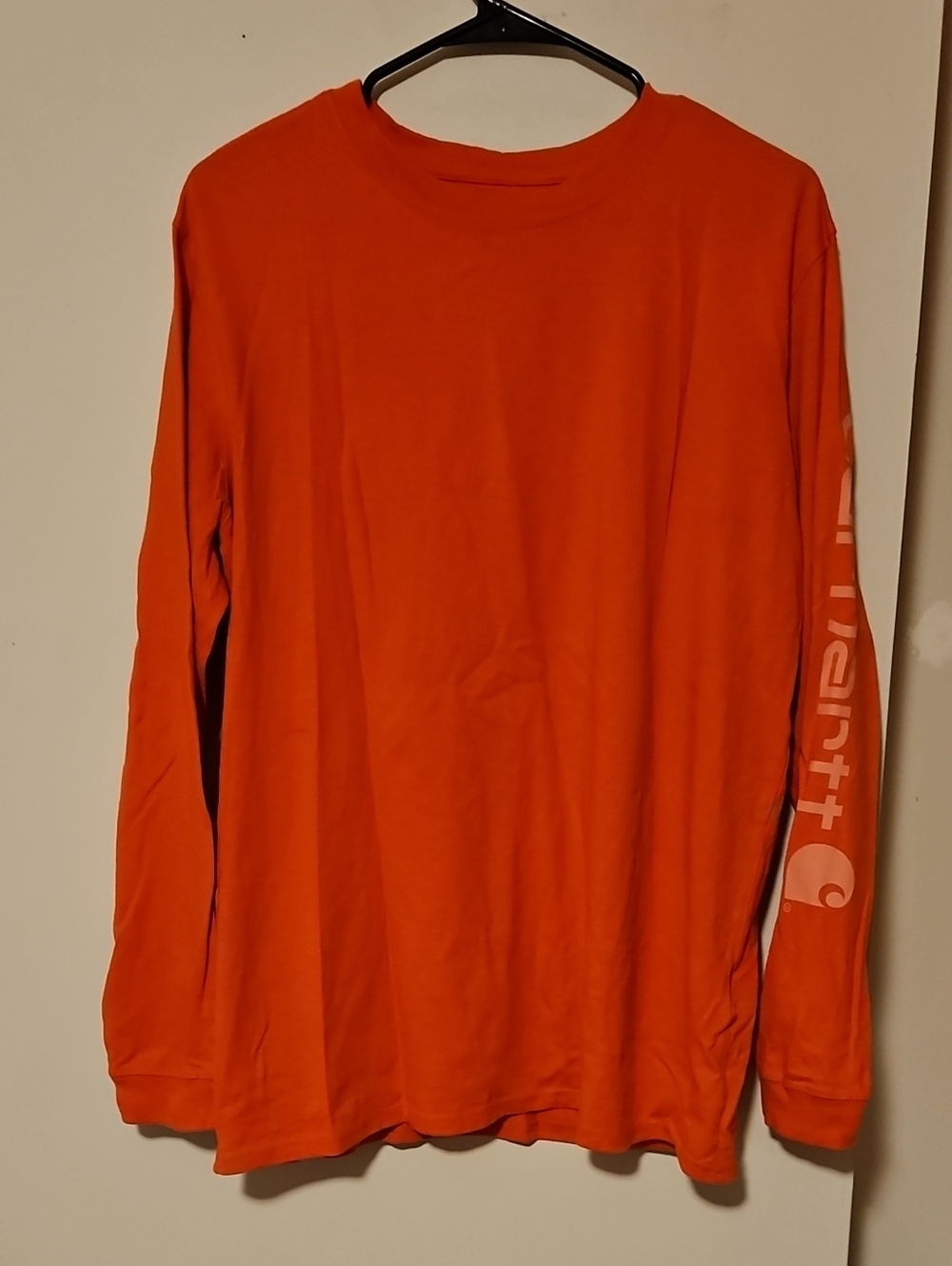 Carhartt Orange Long-Sleeve Logo Tee with Sleeve Graphic